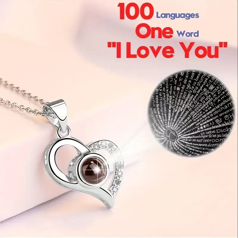 Red Rose with Heart Necklace